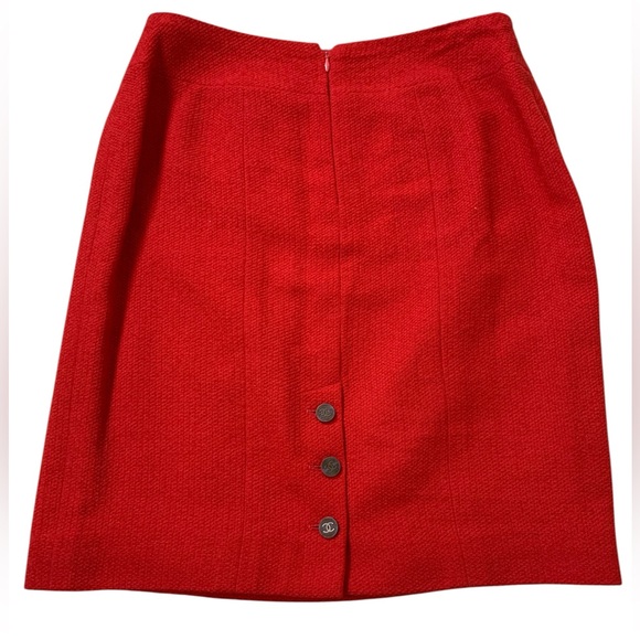 Vintage CHANEL 1998 Red Tweed 2 Piece Jacket Skirt Set Size‎ 46 - Picture 12 of 15